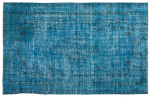 Turquoise Over Dyed Vintage Rug 5'2'' x 8'1'' ft 157 x 247 cm