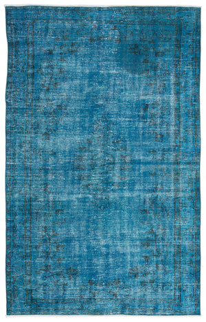 Turquoise Over Dyed Vintage Rug 5'2'' x 8'1'' ft 157 x 247 cm