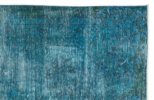Turquoise Over Dyed Vintage Rug 6'1'' x 9'10'' ft 185 x 300 cm