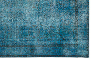Turquoise Over Dyed Vintage Rug 5'10'' x 9'4'' ft 177 x 285 cm
