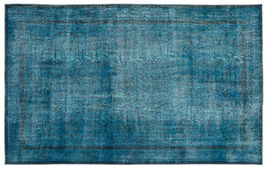 Turquoise Over Dyed Vintage Rug 5'10'' x 9'4'' ft 177 x 285 cm