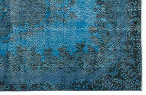 Turquoise Over Dyed Vintage Rug 5'5'' x 9'7'' ft 164 x 291 cm