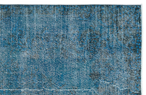 Turquoise Over Dyed Vintage Rug 5'10'' x 9'3'' ft 178 x 283 cm