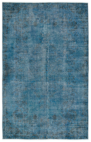 Turquoise Over Dyed Vintage Rug 5'10'' x 9'3'' ft 178 x 283 cm