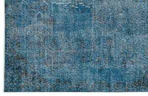 Turquoise Over Dyed Vintage Rug 5'10'' x 9'3'' ft 178 x 283 cm
