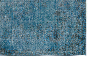 Turquoise Over Dyed Vintage Rug 5'10'' x 9'3'' ft 178 x 283 cm