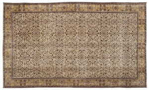 Brown Over Dyed Vintage Rug 5'5'' x 9'1'' ft 165 x 276 cm