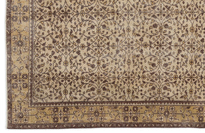 Brown Over Dyed Vintage Rug 5'5'' x 9'1'' ft 165 x 276 cm