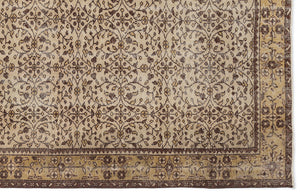 Brown Over Dyed Vintage Rug 5'5'' x 9'1'' ft 165 x 276 cm