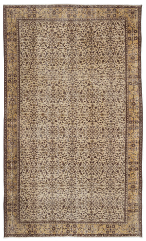 Brown Over Dyed Vintage Rug 5'5'' x 9'1'' ft 165 x 276 cm
