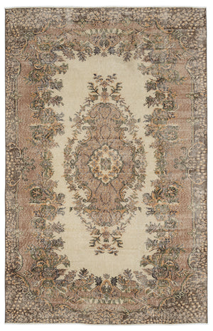 Brown Over Dyed Vintage Rug 5'11'' x 9'1'' ft 180 x 277 cm