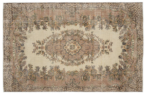 Brown Over Dyed Vintage Rug 5'11'' x 9'1'' ft 180 x 277 cm