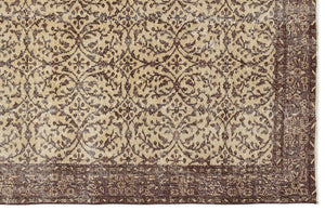 Brown Over Dyed Vintage Rug 5'3'' x 9'3'' ft 161 x 283 cm