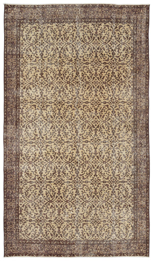 Brown Over Dyed Vintage Rug 5'3'' x 9'3'' ft 161 x 283 cm