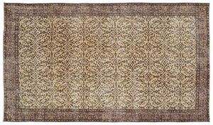 Brown Over Dyed Vintage Rug 5'3'' x 9'3'' ft 161 x 283 cm
