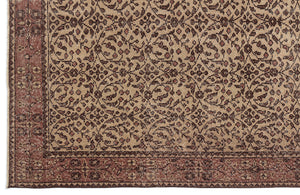 Brown Over Dyed Vintage Rug 5'2'' x 8'11'' ft 158 x 272 cm