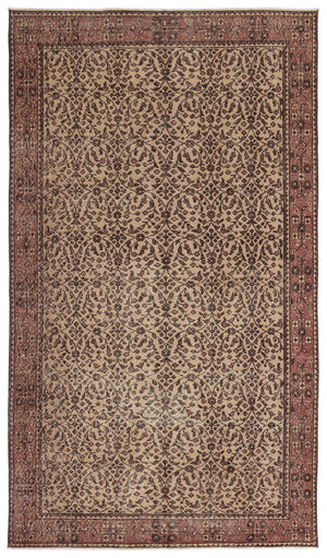 Brown Over Dyed Vintage Rug 5'2'' x 8'11'' ft 158 x 272 cm