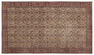 Brown Over Dyed Vintage Rug 5'2'' x 8'11'' ft 158 x 272 cm
