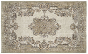 Beige Over Dyed Vintage Rug 6'1'' x 10'1'' ft 185 x 307 cm