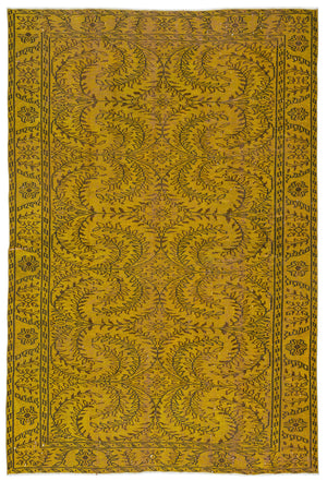 Yellow Over Dyed Vintage Rug 5'11'' x 8'9'' ft 180 x 266 cm