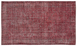 Red Over Dyed Vintage Rug 5'7'' x 9'7'' ft 171 x 291 cm