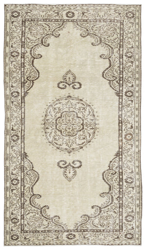 Beige Over Dyed Vintage Rug 5'5'' x 9'7'' ft 165 x 292 cm