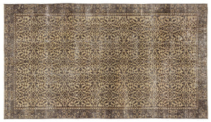 Brown Over Dyed Vintage Rug 5'1'' x 8'11'' ft 156 x 272 cm