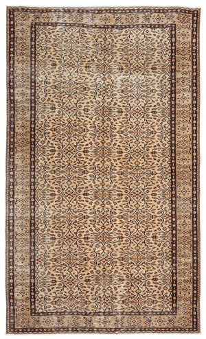 Brown Over Dyed Vintage Rug 5'2'' x 8'8'' ft 157 x 263 cm