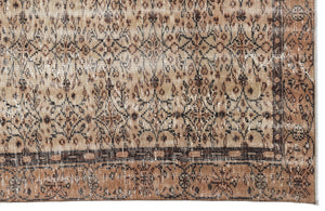 Brown Over Dyed Vintage Rug 5'9'' x 9'7'' ft 175 x 293 cm