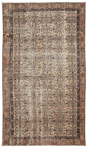 Brown Over Dyed Vintage Rug 5'9'' x 9'7'' ft 175 x 293 cm