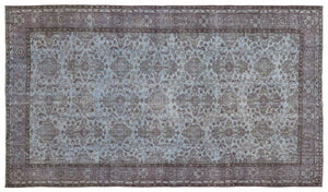 Blue Over Dyed Vintage Rug 5'5'' x 9'7'' ft 166 x 293 cm