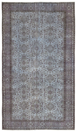 Blue Over Dyed Vintage Rug 5'5'' x 9'7'' ft 166 x 293 cm