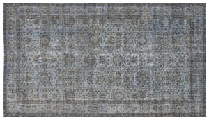 Blue Over Dyed Vintage Rug 5'4'' x 9'7'' ft 163 x 291 cm