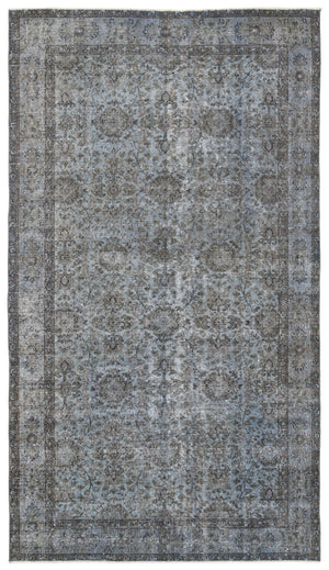 Blue Over Dyed Vintage Rug 5'4'' x 9'7'' ft 163 x 291 cm