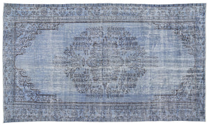 Blue Over Dyed Vintage Rug 5'5'' x 9'6'' ft 166 x 289 cm