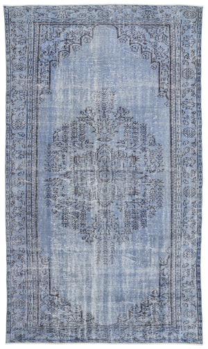 Blue Over Dyed Vintage Rug 5'5'' x 9'6'' ft 166 x 289 cm