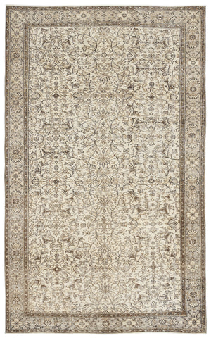 Beige Over Dyed Vintage Rug 5'9'' x 9'3'' ft 175 x 283 cm