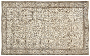 Beige Over Dyed Vintage Rug 5'9'' x 9'3'' ft 175 x 283 cm