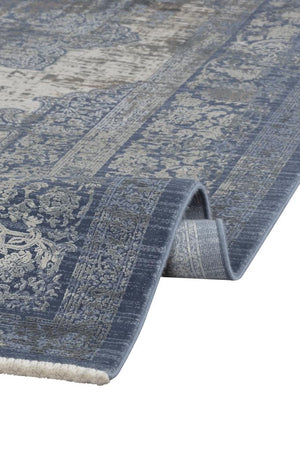 Aura Navy Blue Bamboo Woven Modern Living Room Rug 2892