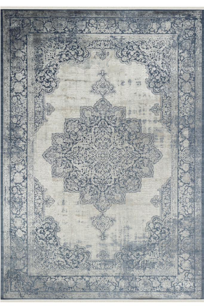 Aura Navy Blue Bamboo Woven Modern Living Room Rug 2892