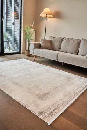 Calista Beige Viscose Woven Modern Living Room Rug 1712