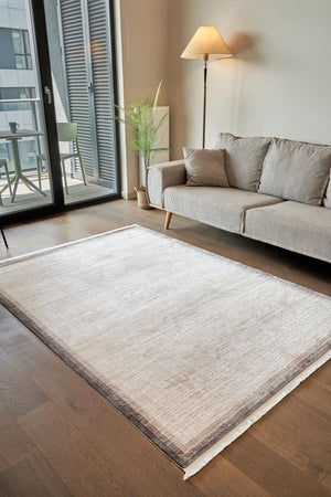 Calista Beige Viscose Woven Modern Living Room Rug 1742