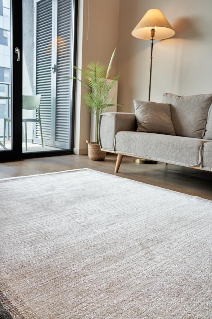 Calista Beige Viscose Woven Modern Living Room Rug 1742