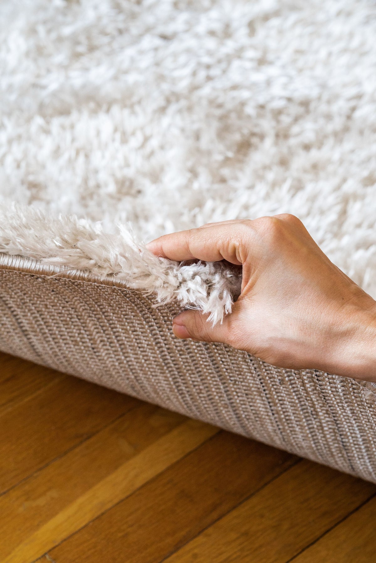 Cosy Beige Shaggy Thick Plush Rug 9906