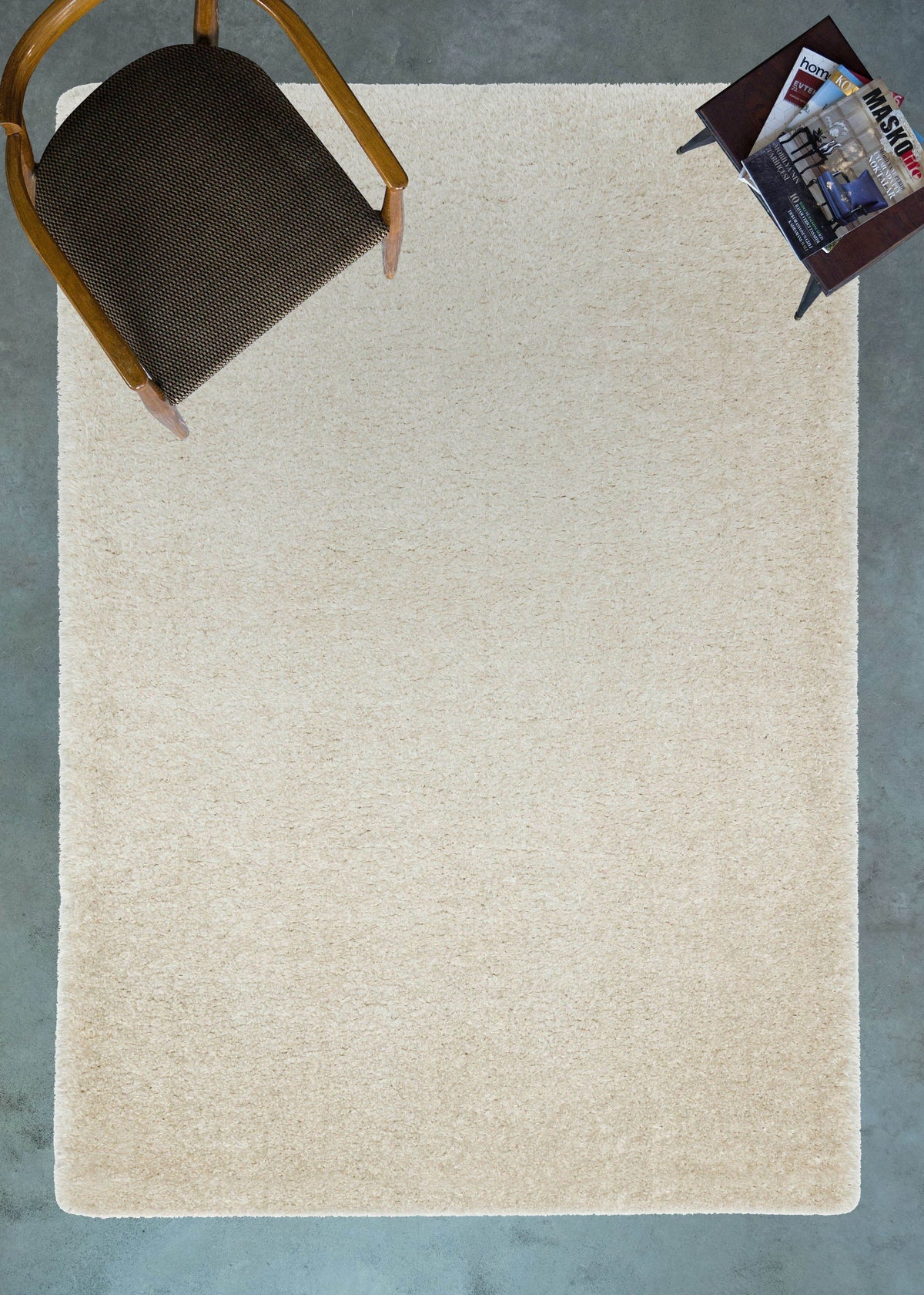 Cosy Beige Shaggy Thick Plush Rug 9906