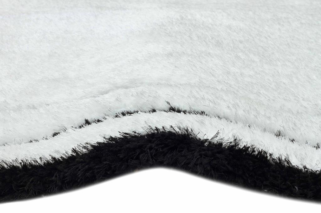 Florida Black White Shaggy Thick Plush Rug 5241