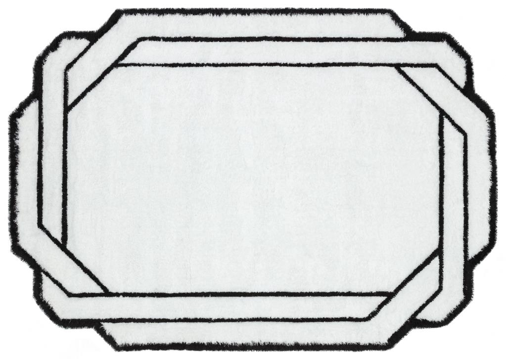 Florida Black White Shaggy Thick Plush Rug 5241