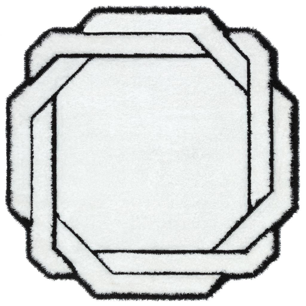 Florida Black White Shaggy Thick Plush Rug 5241