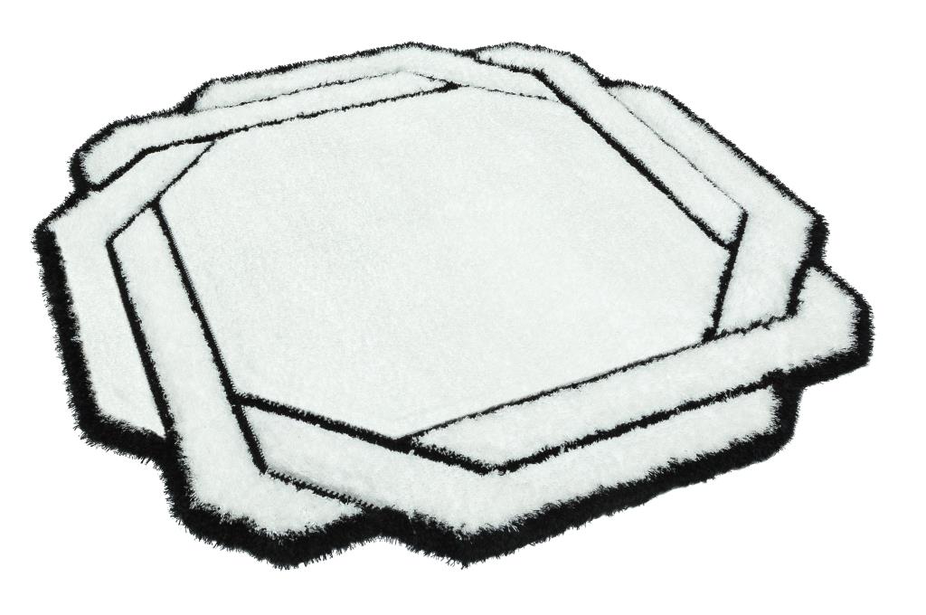 Florida Black White Shaggy Thick Plush Rug 5241