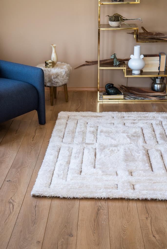 Florida Cream Shaggy Thick Plush Rug 5232